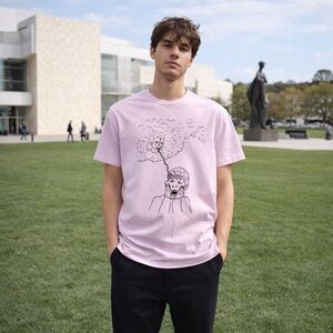 Dsavage3900‎ Sake Graffiti Line Minimalist MJ Home Alone Exploding Head Pink Tee